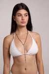 Collar largo acero lunares