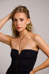 Collar largo acero lunares