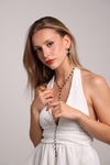 Collar largo acero lunares